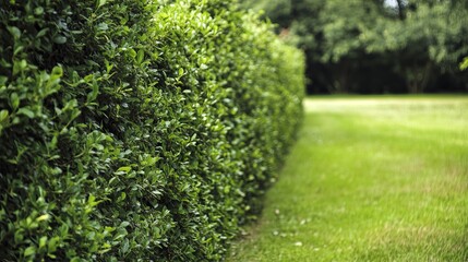 Lush Green Hedge Natural Garden Background Vibrant Foliage Spring Summer Nature Scenery Tranquil Peaceful Environment Greenery Outdoors Beautiful     