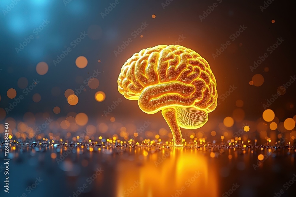 Poster image is 3d image of brain on shiny surface