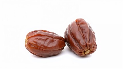 closeup pile of dry date palm fruit isolated on white background