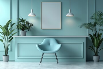 A Stylish and Modern Interior Featuring Green Accents Alongside Beautiful Natural Plants