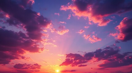 Naklejka premium Breathtaking Sunset Over Calm Ocean with Vibrant Colors and Clouds