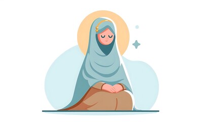 flat design illustration of arabic woman isolated on white background