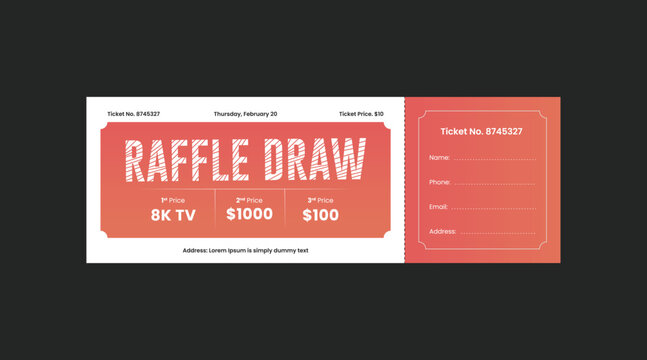 raffle ticket template, raffle draw ticket template, print ready, raffle ticket, raffle paper voucher, charity, fundraising event ticket template