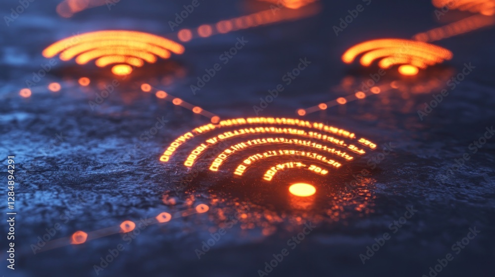 Poster abstract digital network connection with wi-fi symbols and codes