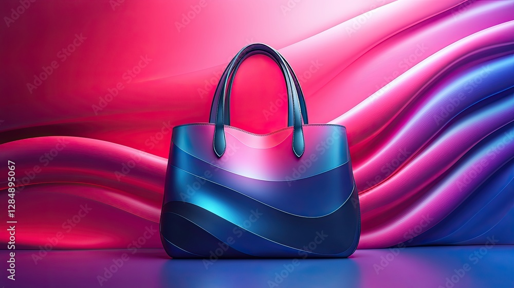 Poster a beautifully illuminated handbag on a gradient color abstract background