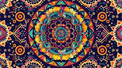 Vibrant Mandala Art Print Colorful Ethnic Design