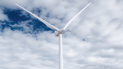 Wind turbine blades against a cloudy sky. Power generation