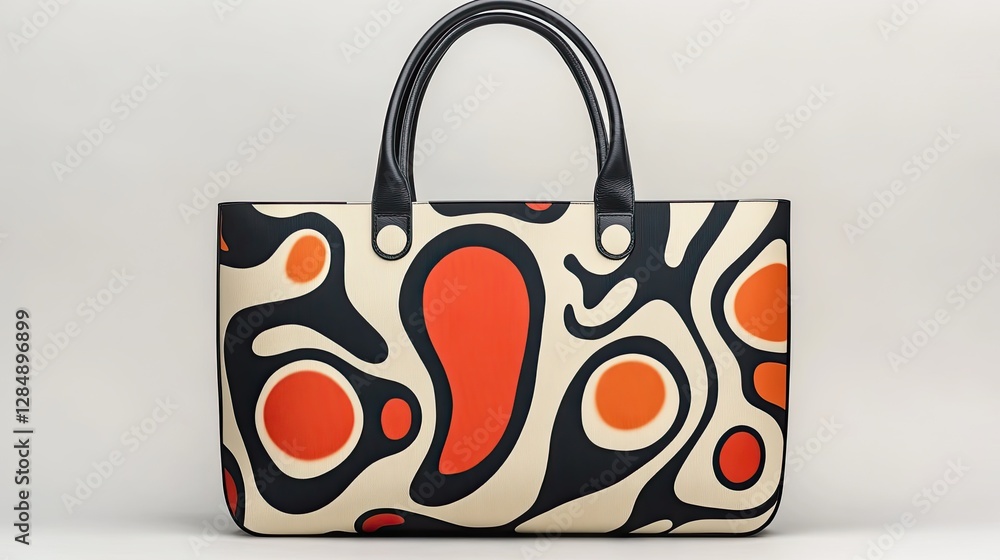 Poster modern stylish tote bag with abstract shapes and patterned design