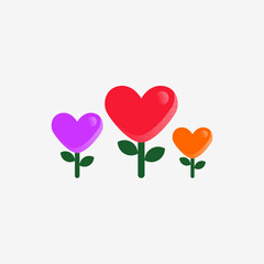 Love shaped flowers with beautiful colors