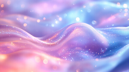 An iridescent shimmer overlay effect with a dreamy soft haze and luminous glow, featuring gradient ripples and whimsical shine. Abstract smooth texture for modern backdrop and presentation template