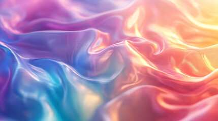 Obraz premium An iridescent shimmer overlay effect with a dreamy soft haze and luminous glow, featuring gradient ripples and whimsical shine. Abstract smooth texture for modern backdrop and presentation template