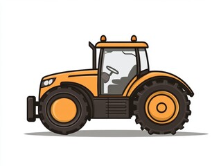 Naklejka premium Orange Tractor Illustration Pixel Art Style