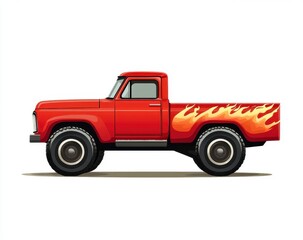 Fototapeta premium Red Vintage Pickup Truck Pixel Art Illustration