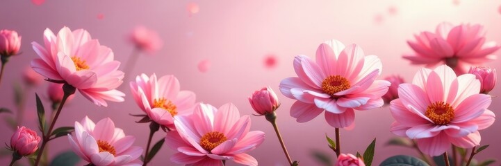 Obraz premium Filled with fluffy flower blooms in soft hues, whimsical, pink, flowers