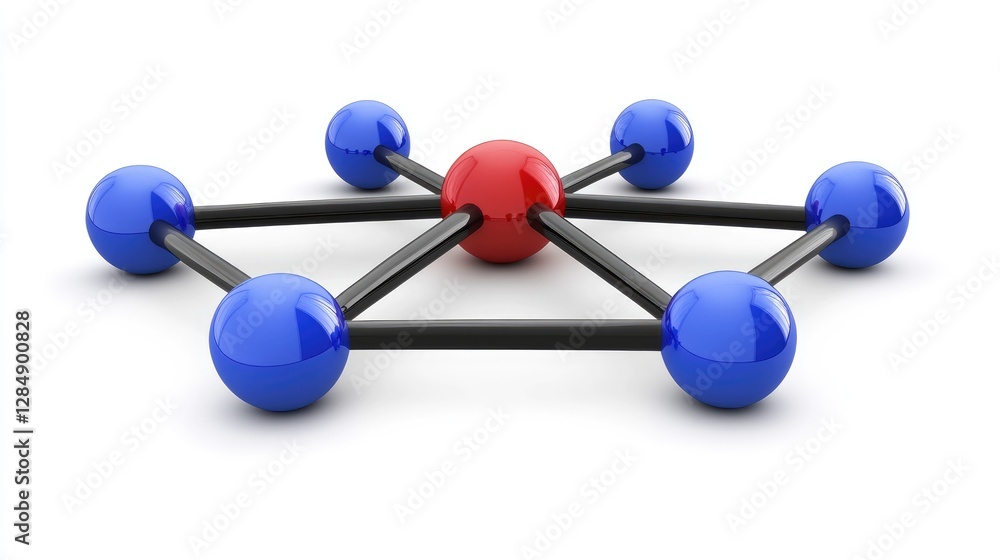 Poster abstract concept of teamwork with digital nodes connected in a network, symbolizing strong work rela