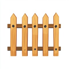 Simple Light Brown Wooden Fence on White Background