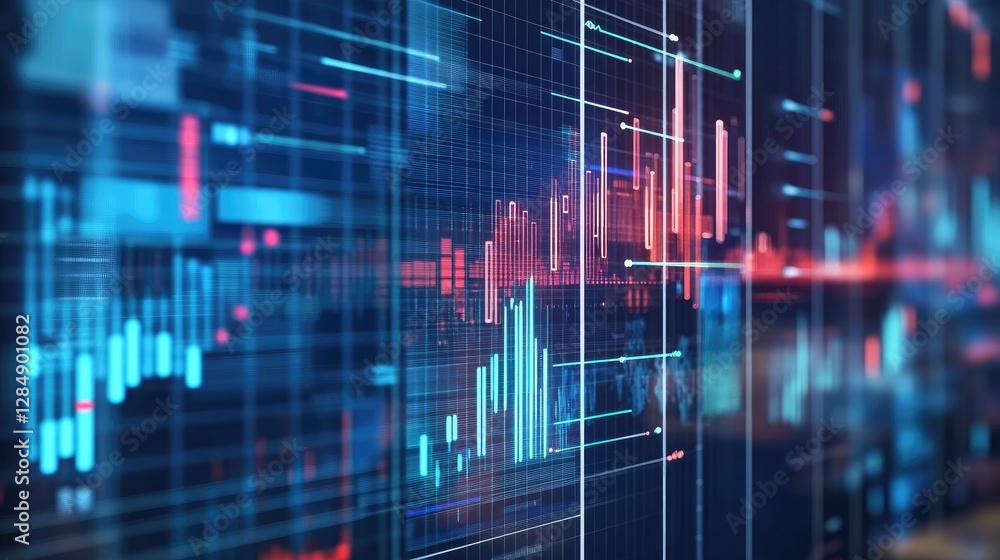Poster abstract futuristic concept of ai-driven analytics with floating holographic business charts