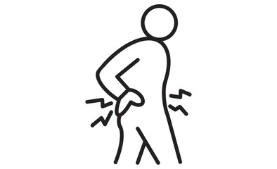 腰痛を抱える人物のシンプルなアイコンイラスト