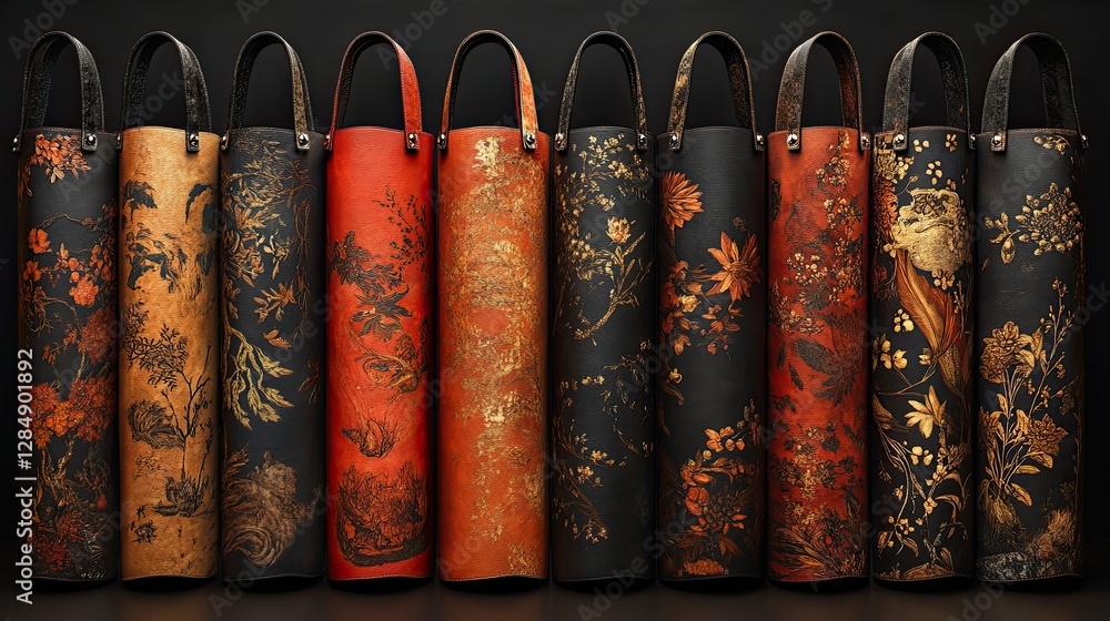 Poster an array of decorative vases with various elegant floral designs