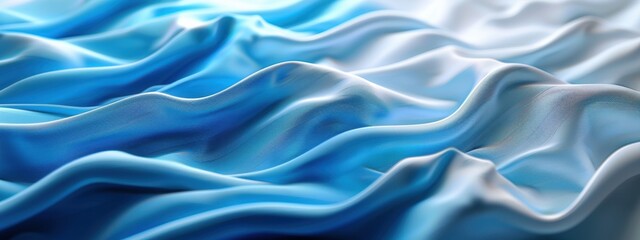 Obraz premium Intricate Textures of Soft Blue Fabric Forming Fluid Waves and Depth in Surface Design