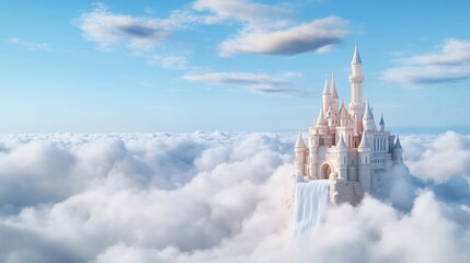 Fairytale castle above clouds
