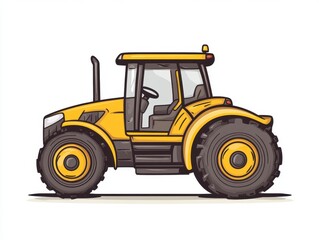 Fototapeta premium Yellow Tractor Pixel Art Illustration on White Background