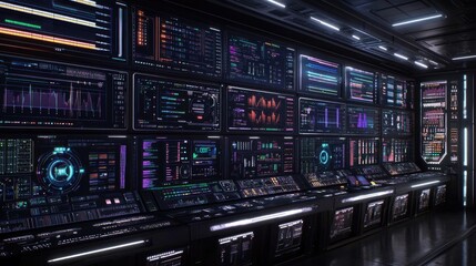 Obraz premium Big data flow visualization with futuristic network connections and AI-powered data processing