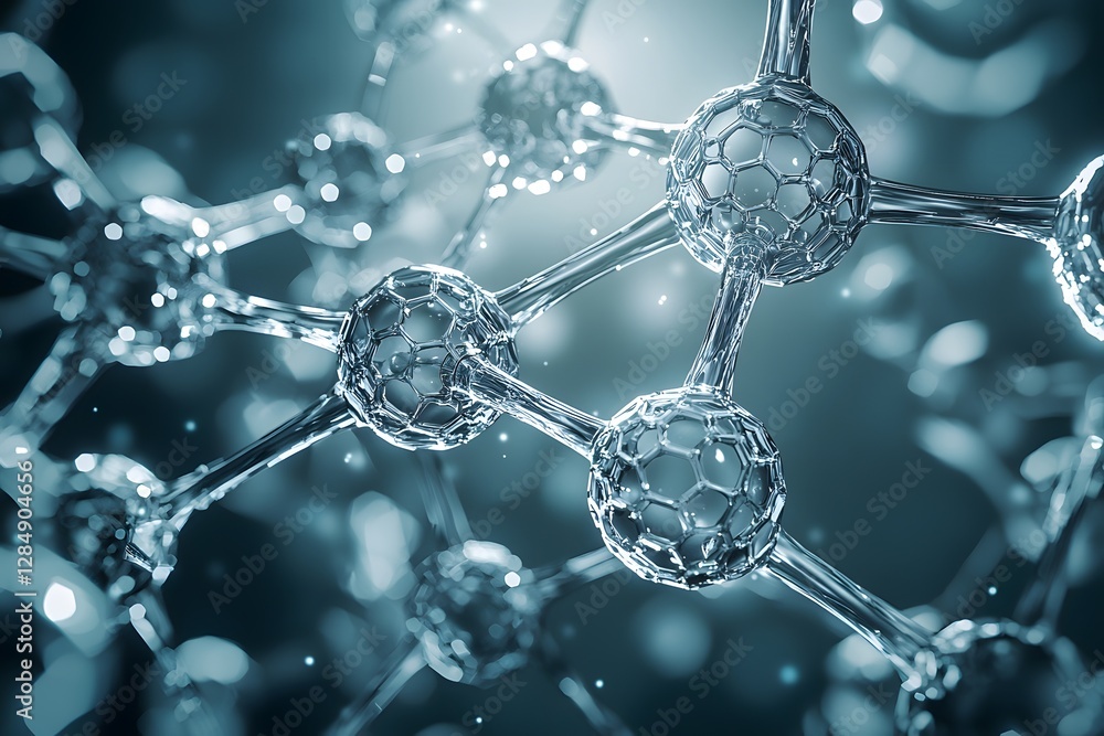 Aufkleber microscopic view of molecular structure atoms connected in complex network