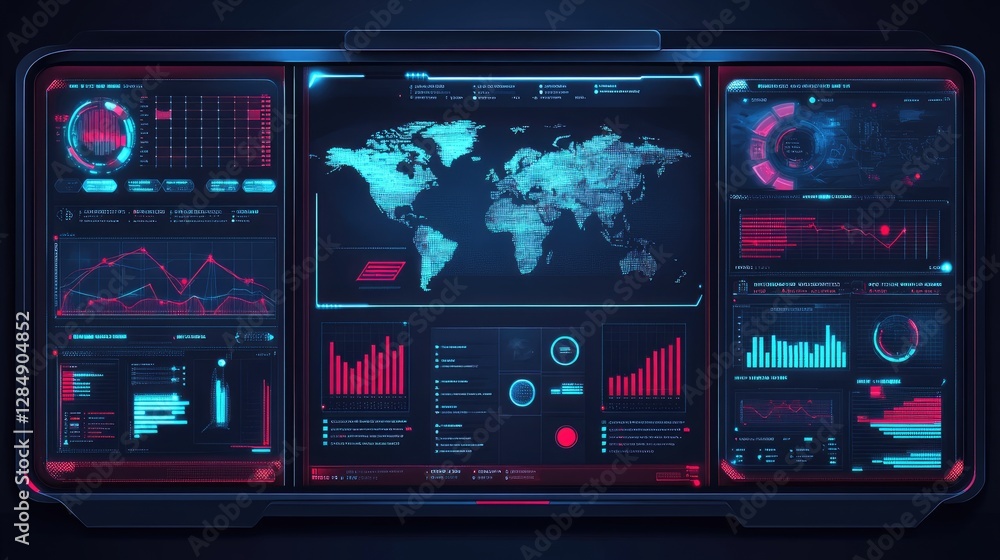 Poster business intelligence dashboard displaying key performance indicators and future strategy planning