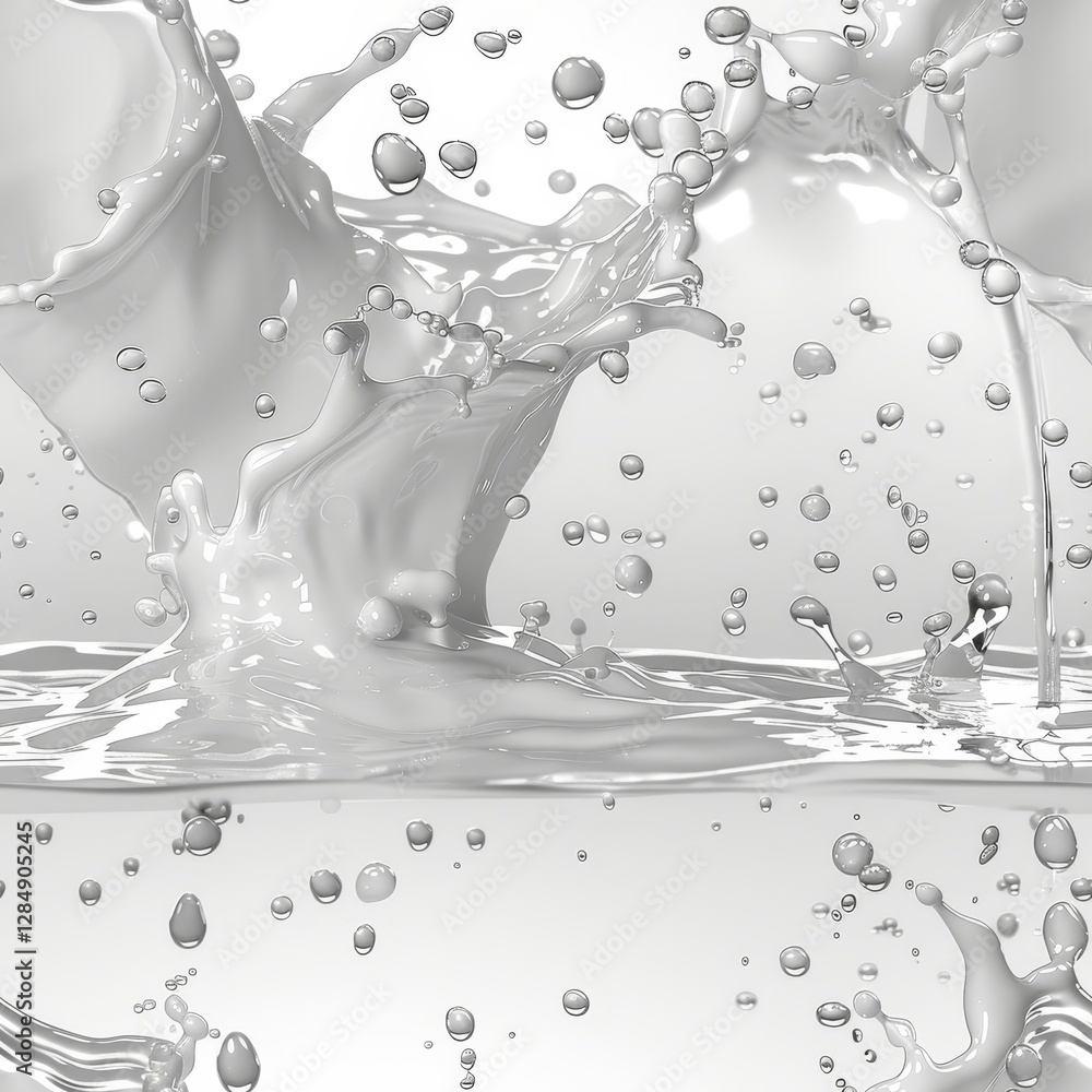 Poster this visual showcases an array of splashes in various forms all depicted against a bright white back