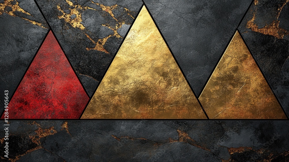 Aufkleber triangular forms with marble texture and vibrant colors are featured