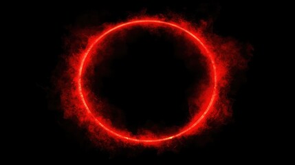 Fototapeta premium A glowing red circle appearing in the center of a deep black space, creating a sci-fi theme