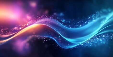 Abstract Blue and Pink Wave with Glowing Particles, Abstract Background, Particle Background
