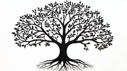 Obraz premium Black Papercut Tree of Life Wall Art, Nature Decor, Home Decor Papercut, Silhouette