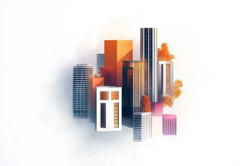 Floating Cityscape Abstract Building Illustration, Urban Design, Architecture Urban Design, Architecture