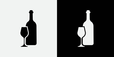Premium Vector Illustration Collection Featuring an Elegant Black Bottle and Stemmed Glass Perfect for Graphic Design Websites Print Materials Advertising and Commercial Projects