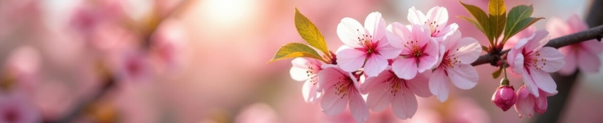 Obraz premium Pastel pink pear flowers bloom on tree branches, pastelpink, gentle, leaves
