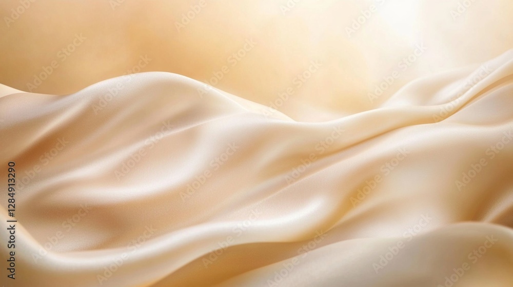 Poster elegant cream silk fabric draped soft texture background luxurious smooth shiny waves subtle light g