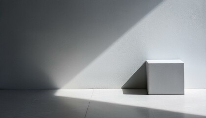 Fototapeta premium 회색 콘크리트 바닥 위에 작은 정육면체 블록이 하나 놓여있다
