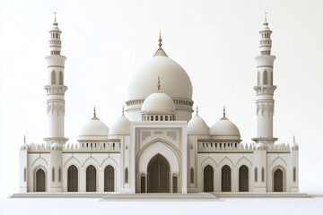 Fototapeta premium A Detailed Image of a Beautiful White Mosque Structure