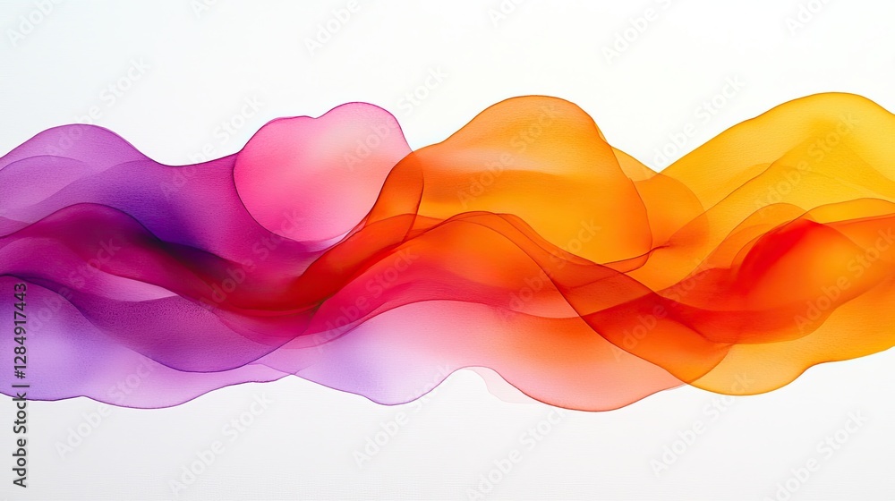 Poster abstract image of flowing colorful waves in a white backdrop