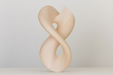 A sculpture of a twisted, curved line with a number 8 on it