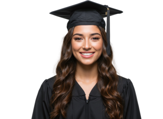 Beautiful smiling female university graduate with crossed arms