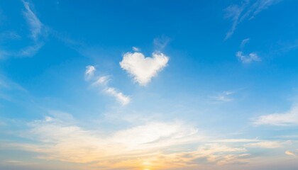 Fototapeta premium 하트 모양의 구름이 떠 있는 맑은 하늘