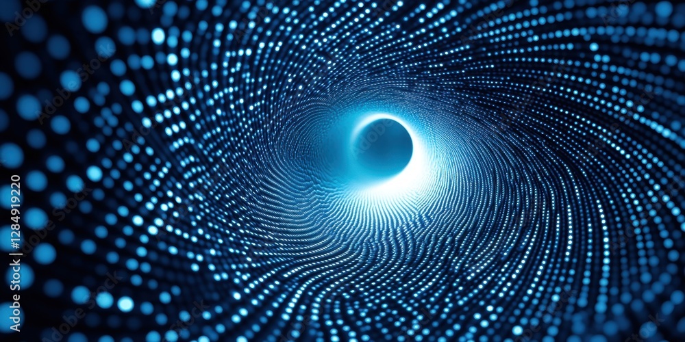 Aufkleber abstract digital tunnel of light and data visualization: futuristic blue vortex of sparkling particl