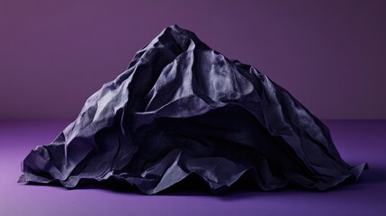 Deep aubergine crumpled fabric, featuring rich folds and shadow play