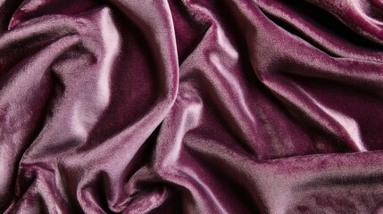 Obraz premium Deep plum-colored crumpled velvet fabric, showing rich texture and shadow depth