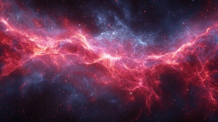 Fototapeta premium Cosmic nebulae, vibrant red and blue, space, stellar streams