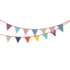 bunting banner PNG, cutout, garland, flag, festive banner, decoration elements, party decoration, hanging banner