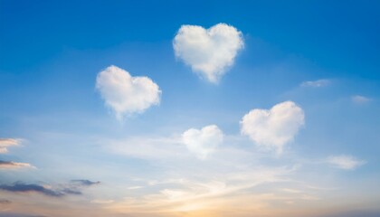 Obraz premium 하트 모양의 구름이 떠 있는 맑은 하늘